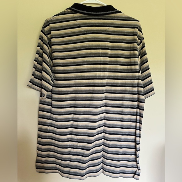 Pierre Cardin Men's Striped Black, Tan and Gray Shirt - Picture 2 of 6